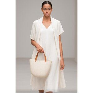 MIFUKO MEDIUM SHOPPER BEACH BASKET WOVEN WHITE  BAG